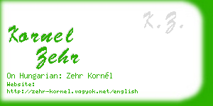 kornel zehr business card
